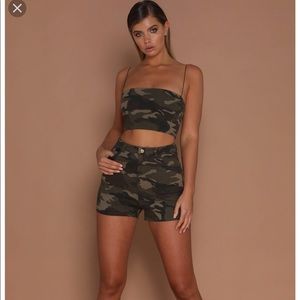 Meshki Camo High Waisted Shorts